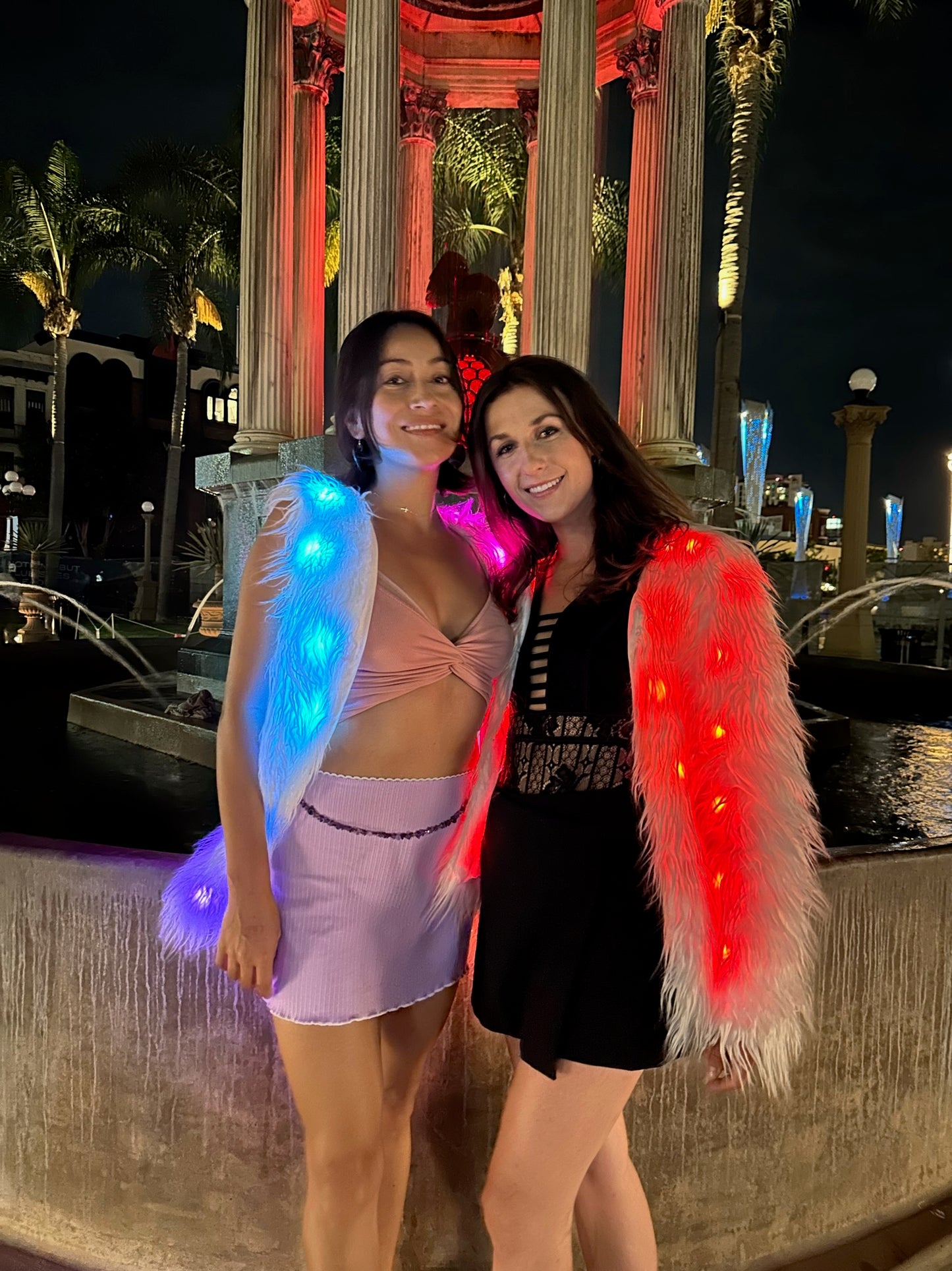 Women's White Faux Fur Glow Vest, featuring cutting-edge Smart LED Lights