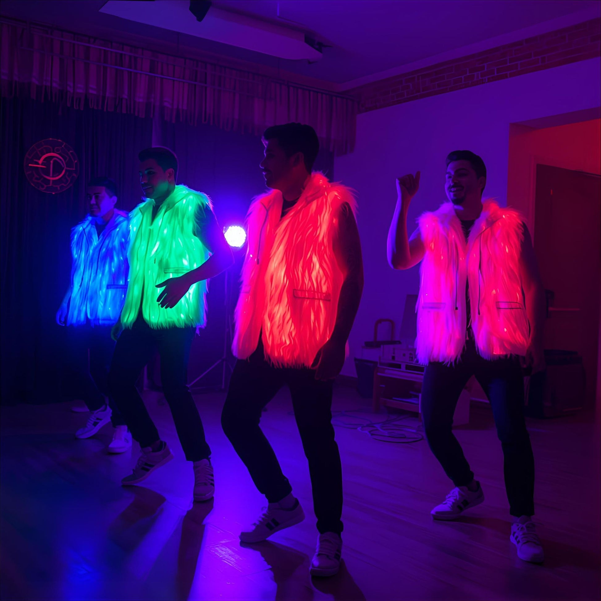 Gray Wolf Faux Fur LED Light Up Vest - Glo Getterz - glowing_jackey - faux_fur_coat