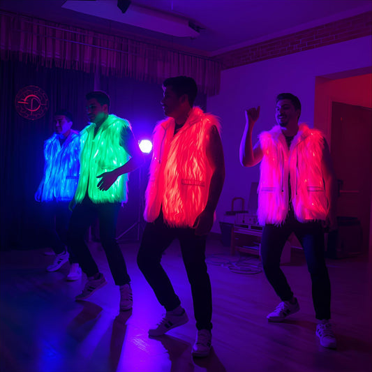 Gray Wolf Faux Fur LED Light Up Vest - Glo Getterz - glowing_jackey - faux_fur_coat