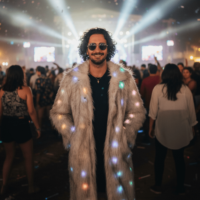 Long Faux Fur GLO Jacket – Premium & Exclusive ⚡🕺 - Glo Getterz - glowing_jackey - faux_fur_coat