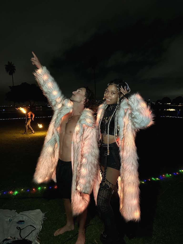 Long Faux Fur GLO Jacket – Premium & Exclusive ⚡🕺 - Glo Getterz - glowing_jackey - faux_fur_coat