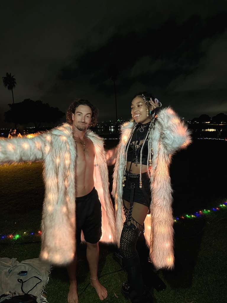 Long Faux Fur GLO Jacket – Premium & Exclusive ⚡🕺 - Glo Getterz - glowing_jackey - faux_fur_coat