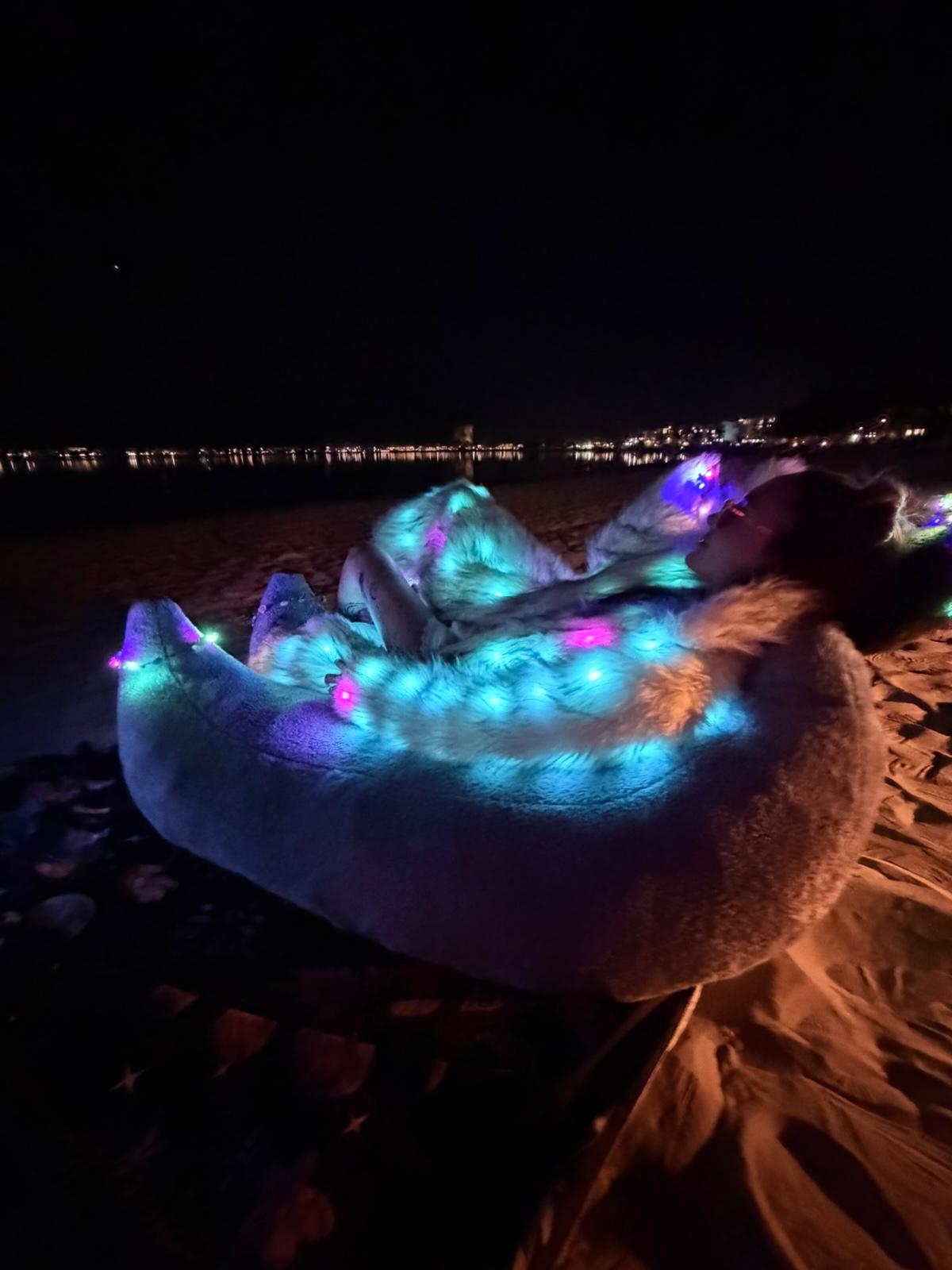 Long Faux Fur LED Jacket – Premium & Exclusive ⚡🕺 - Glo Getterz - glowing_jackey - faux_fur_coat