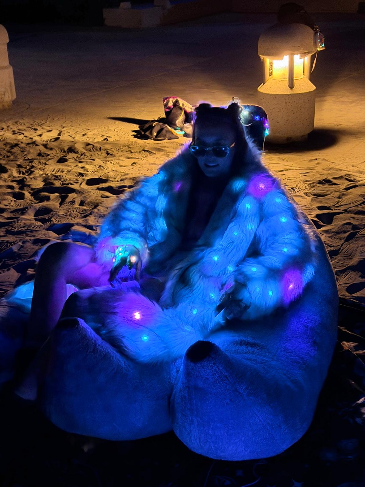 Long Faux Fur LED Jacket – Premium & Exclusive ⚡🕺 - Glo Getterz - glowing_jackey - faux_fur_coat