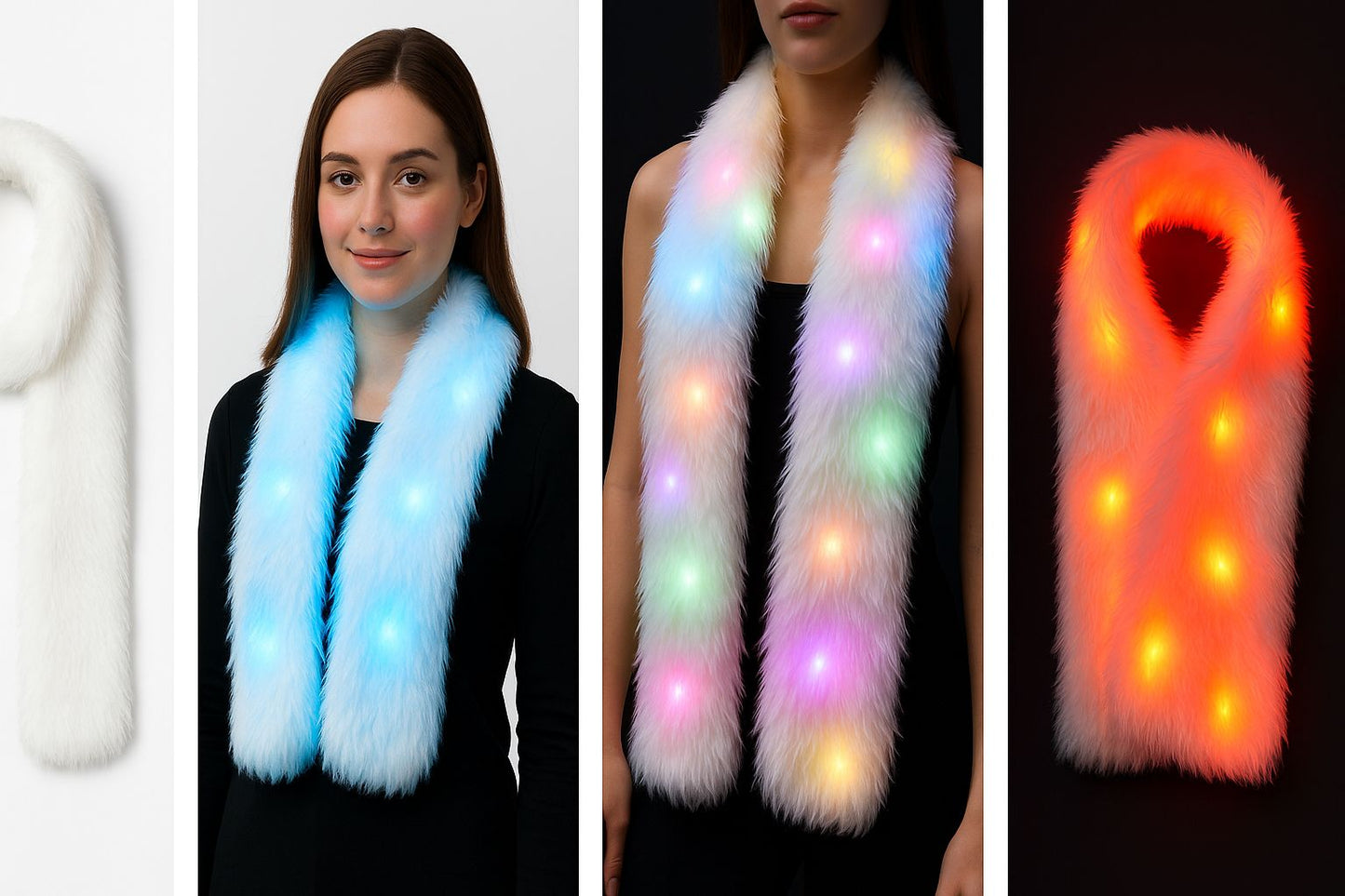 Smart LED Scarf - Glo Getterz - glowing_jackey - faux_fur_coat