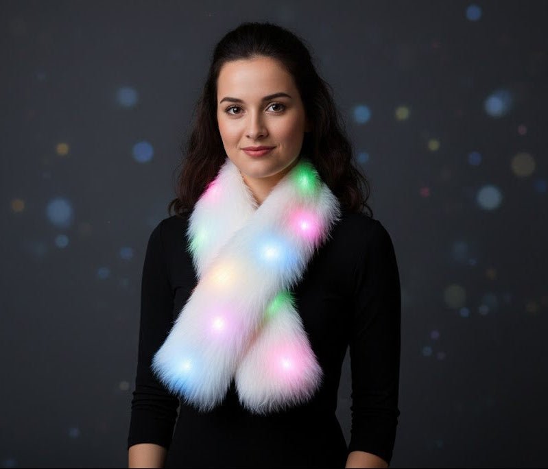 Smart LED Scarf - Glo Getterz - glowing_jackey - faux_fur_coat