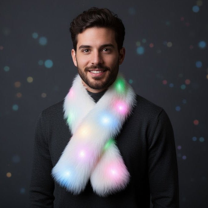 Smart LED Scarf - Glo Getterz - glowing_jackey - faux_fur_coat